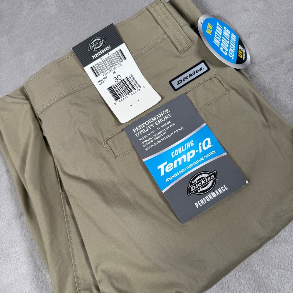 Dickies Performance Utility Short Mens 30 Khaki Temp-iQ Cooling UV30 New SR601DS